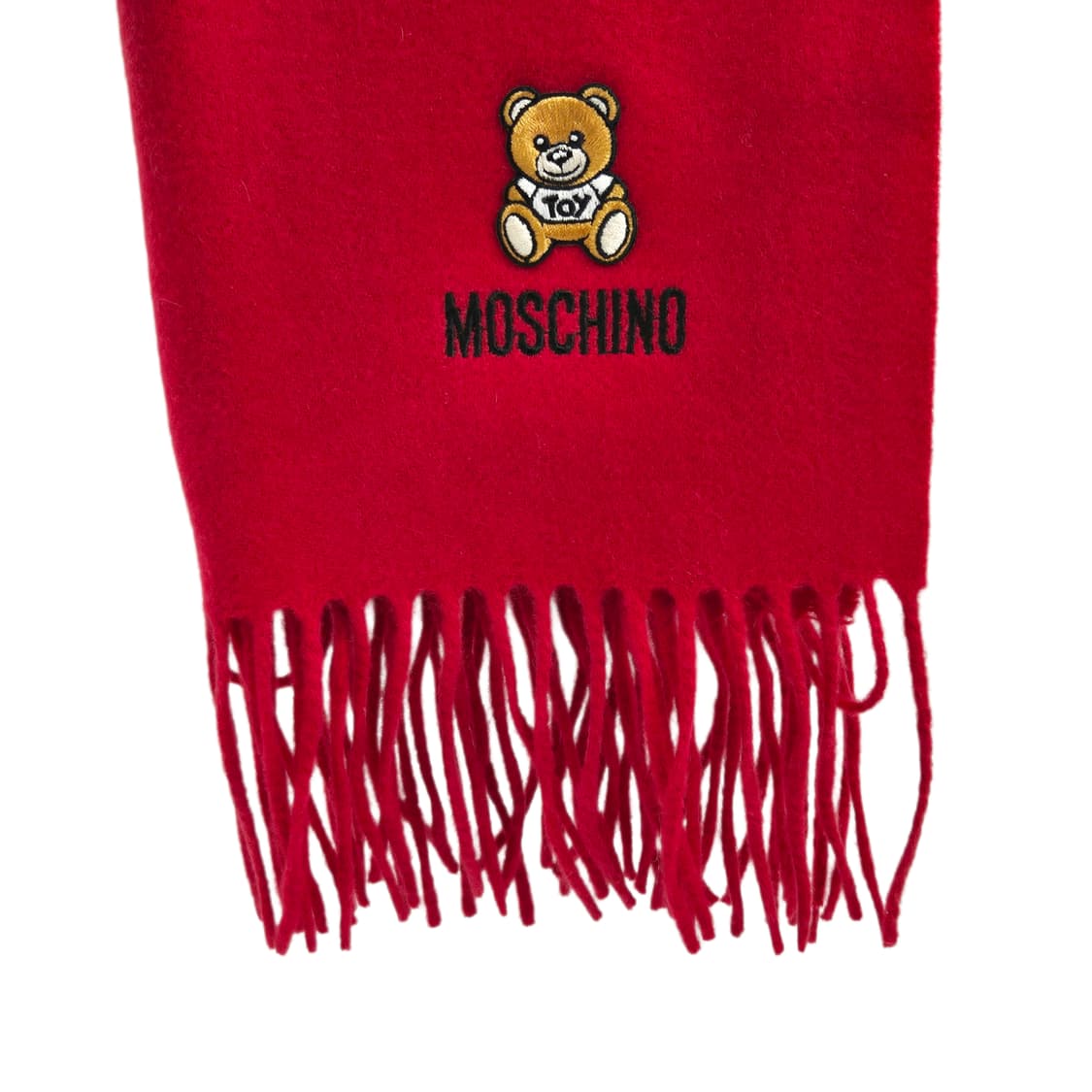 모스키노 테디베어 자수 메리노 울 머플러 상품이미지5