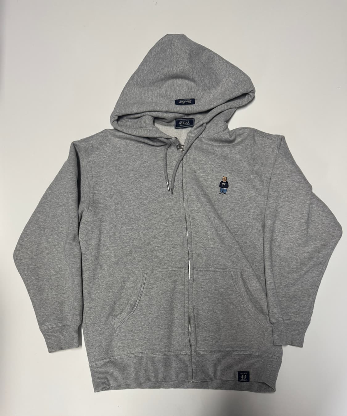 후아유 베어 로고 트레이닝 기모 후드집업 L 상품이미지1