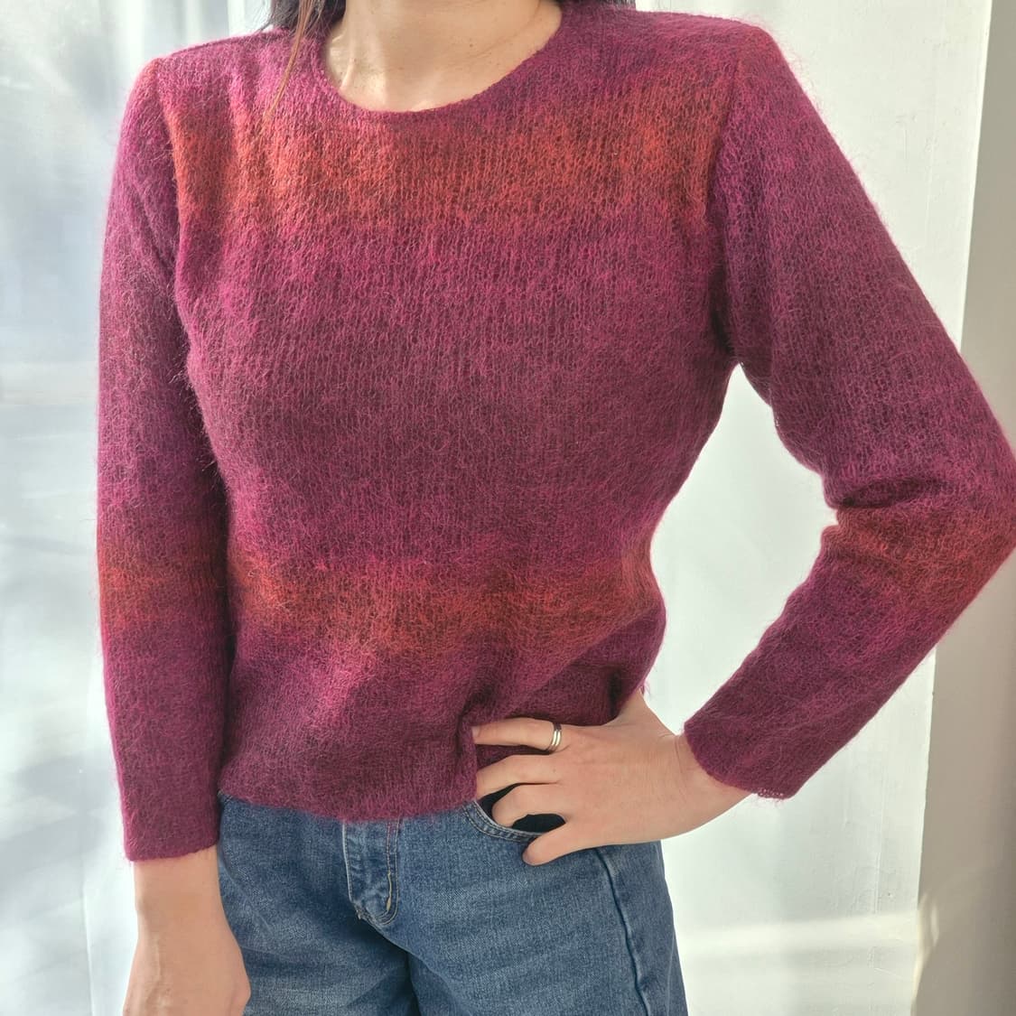 딥퍼플 그라데이션 모헤어 블렌드 니트 상품이미지2