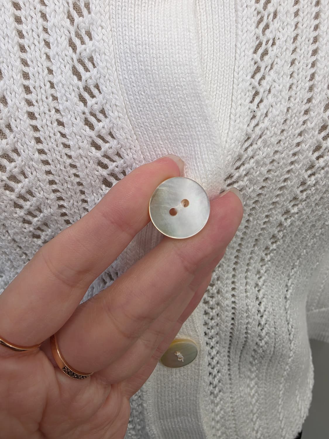 랜즈엔드 화이트 크로쉐 니트 가디건 상품이미지3