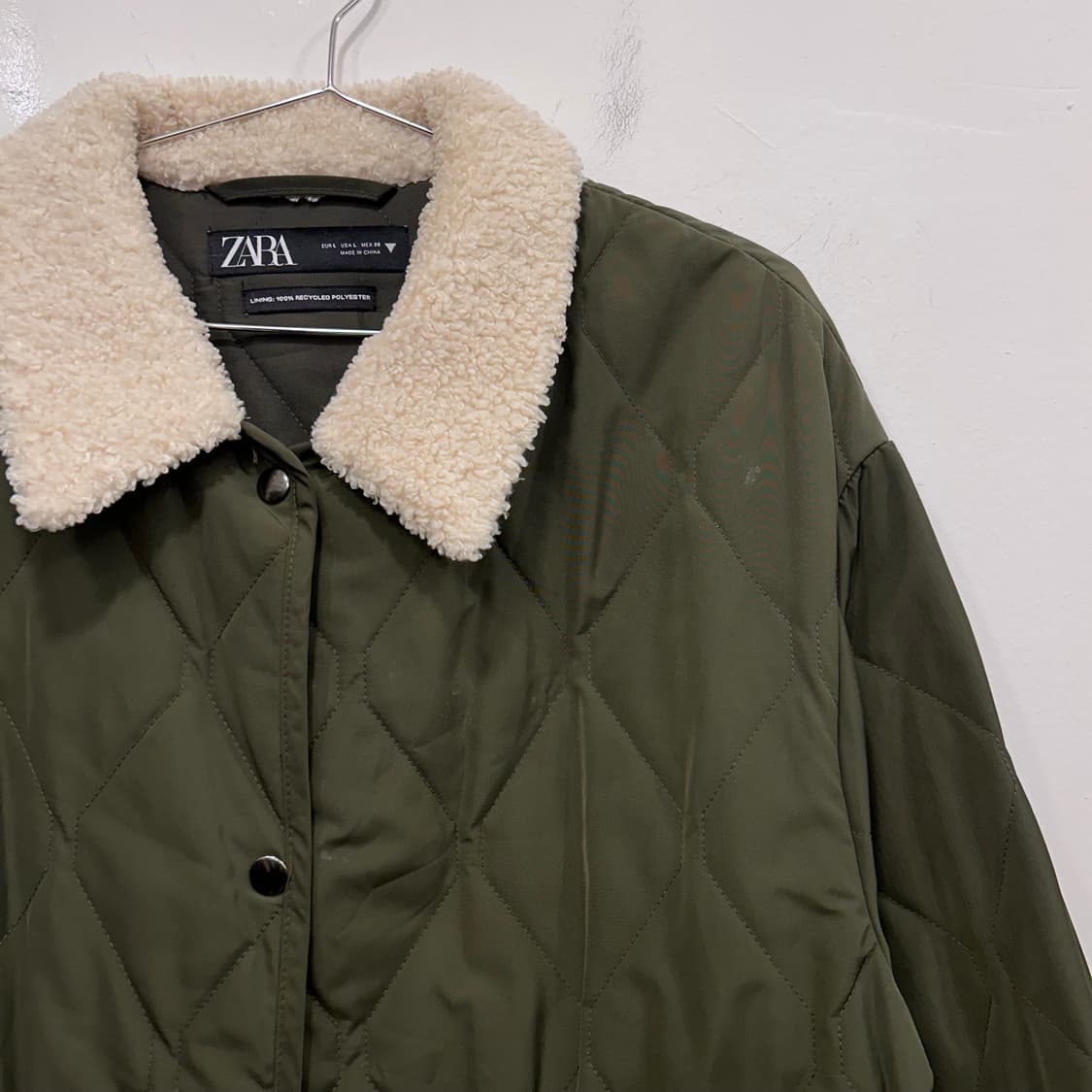 자라 양털 플리스카라 스트링 버튼 퀼팅자켓 상품이미지1