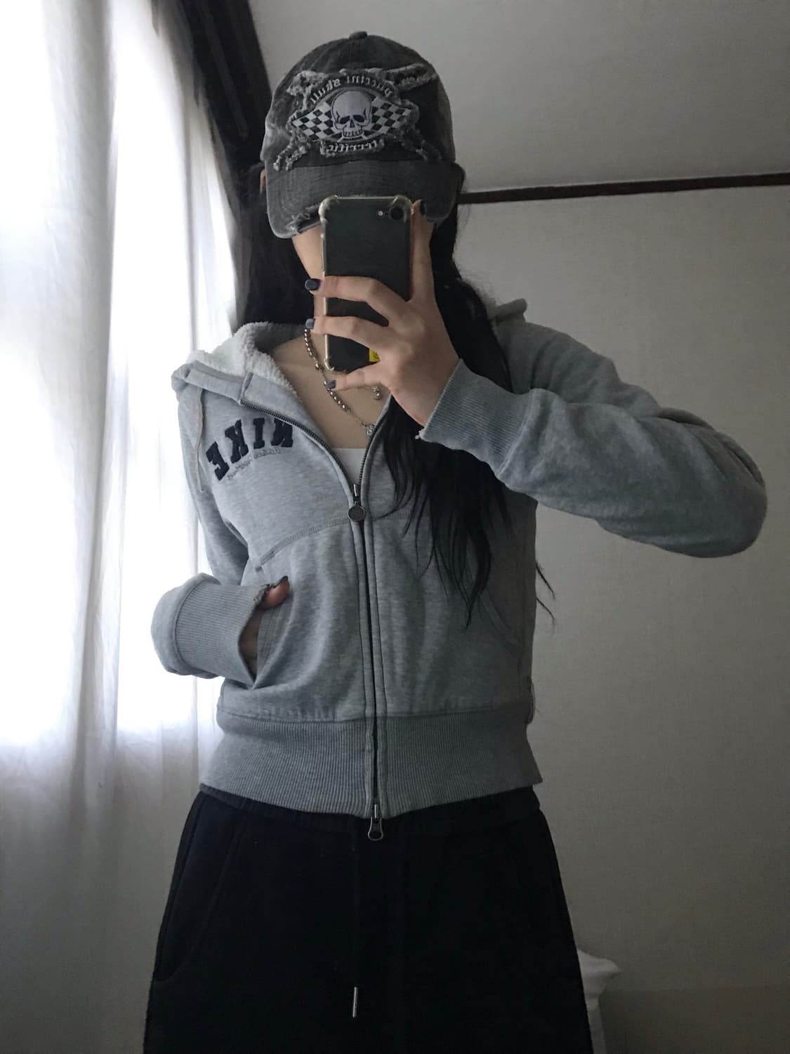 나이키 그레이 투웨이 퍼후드집업 상품이미지2