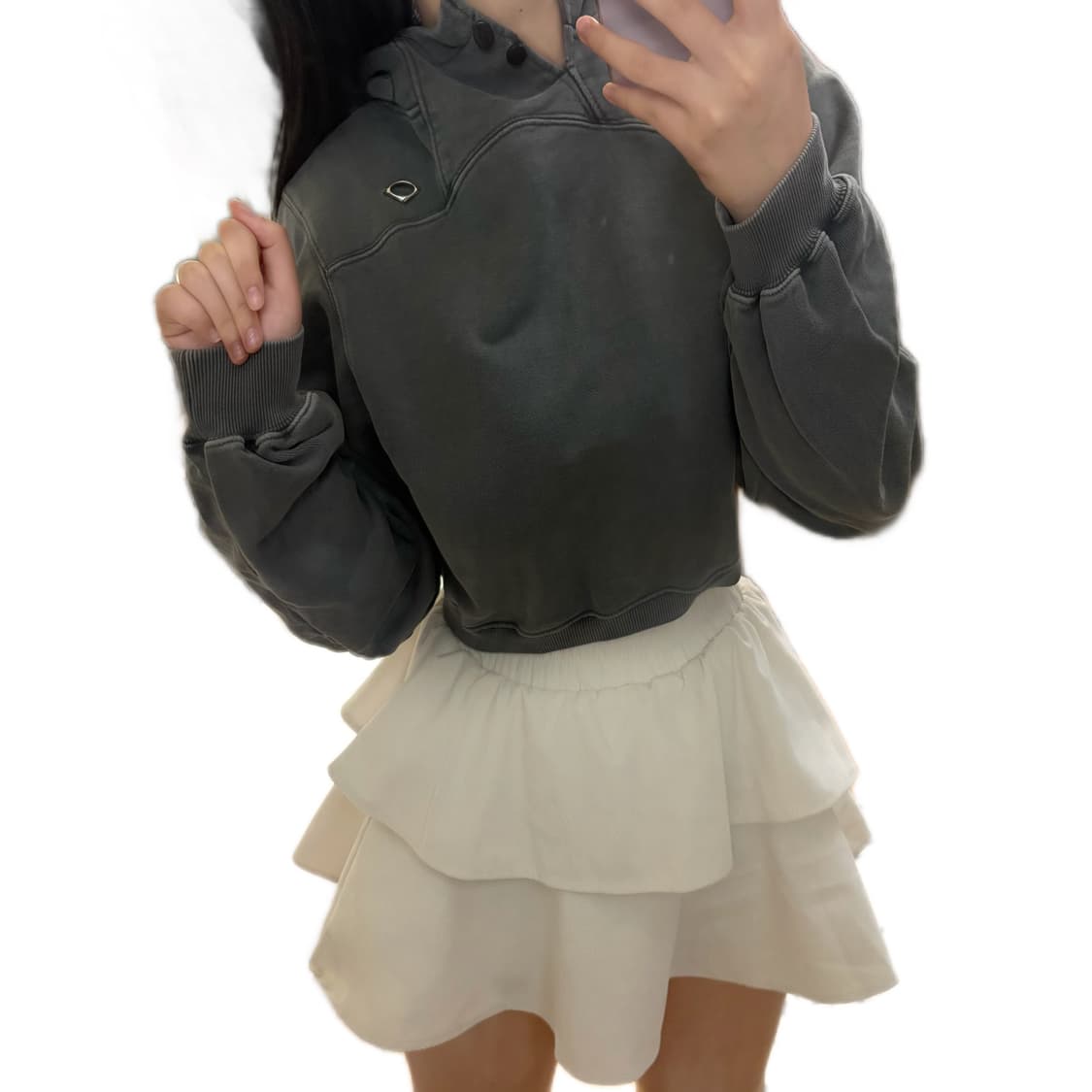 미스치프 차콜 크롭 후드티 상품이미지2