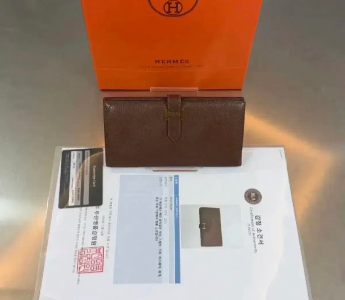 [정품] 에르메스 베안 장지갑 브라운 골드 H 감정서 포함 상품이미지2