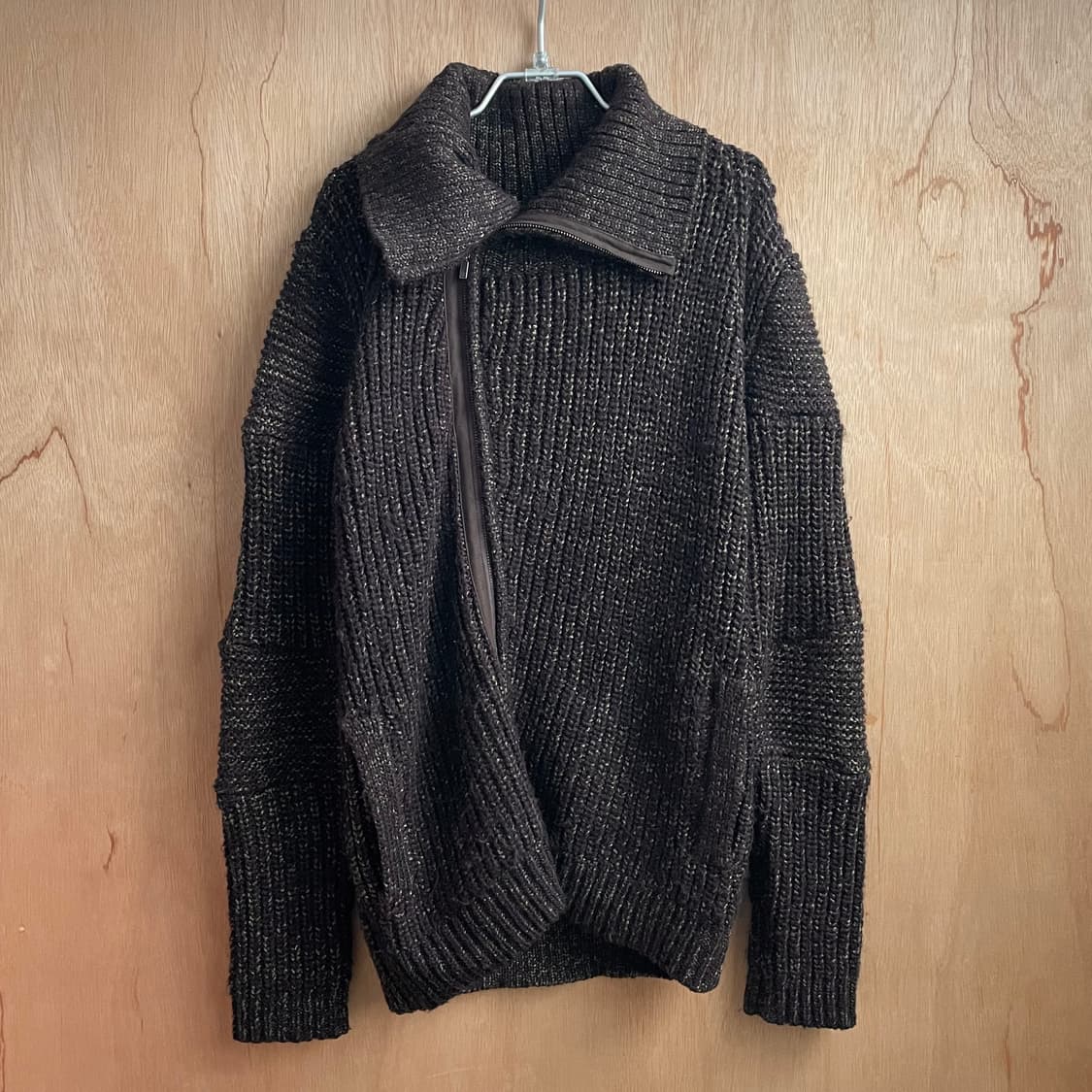 랑방 하이넥 사선 집업 니트 가디건 상품이미지3