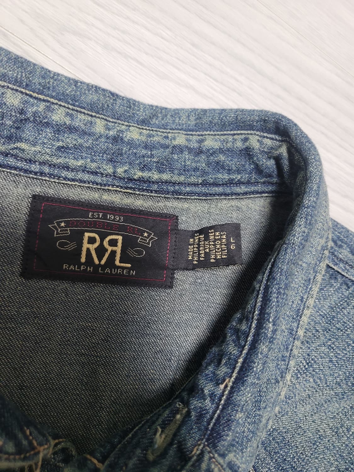 RRL(더블알엘) 슬림핏 데님(중청) 웨스턴 셔츠(L) 상품이미지8
