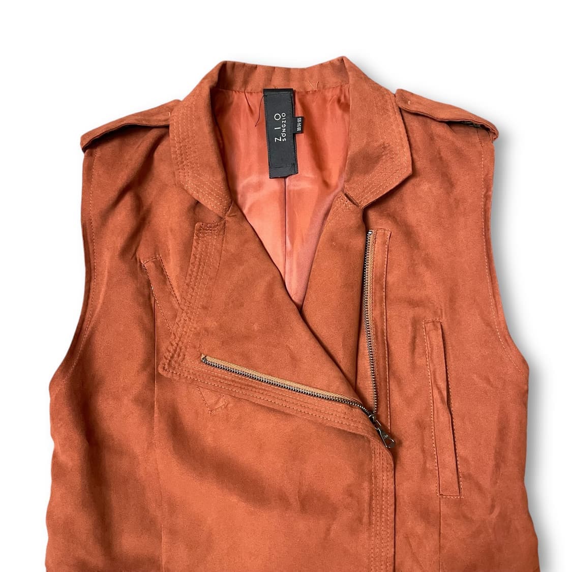 지오송지오 레드브라운 스웨이드 조끼 베스트 원피스 상품이미지4