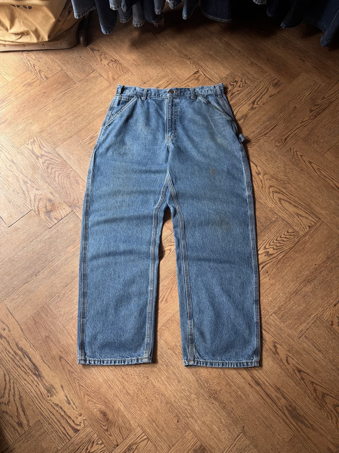 [35]칼하트 USA 미디엄블루 워싱 싱글니 카펜터 워크 데님 팬츠 상품이미지2