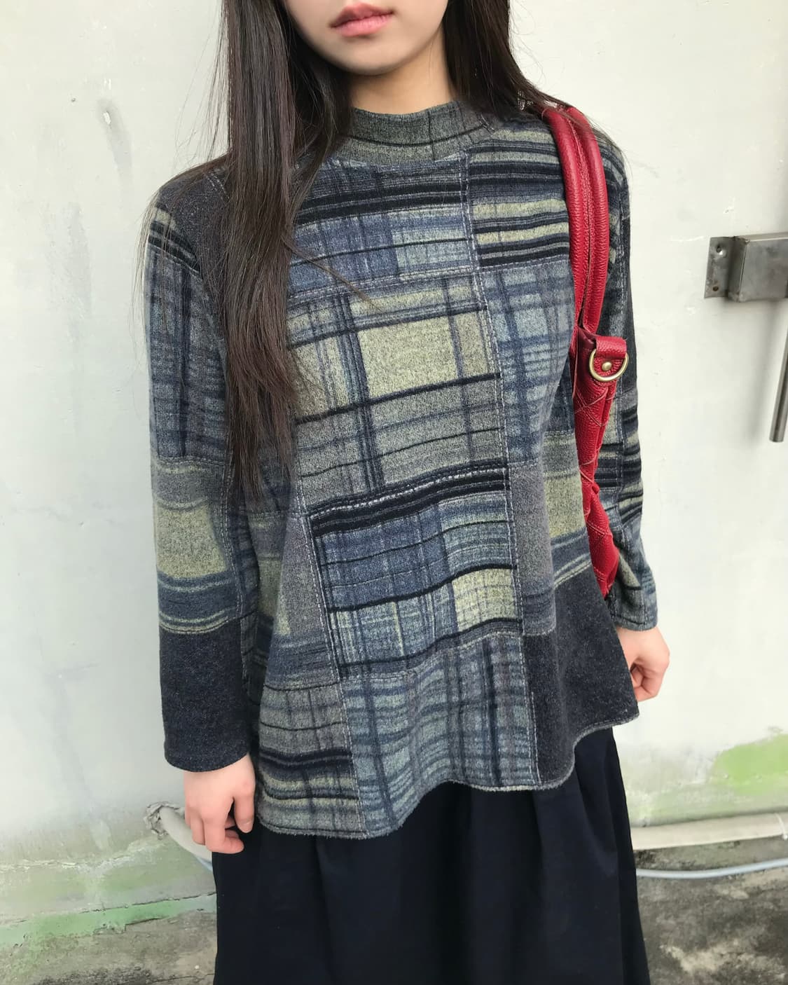 패치워크 체크 니트  상품이미지2