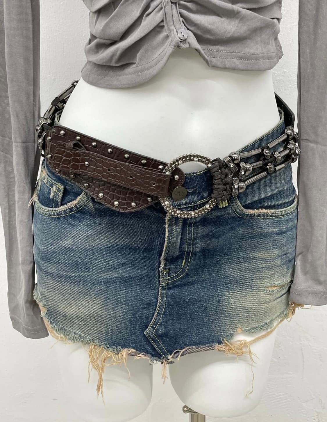 그런지 스터드 큐빅 버클 벨트 상품이미지4