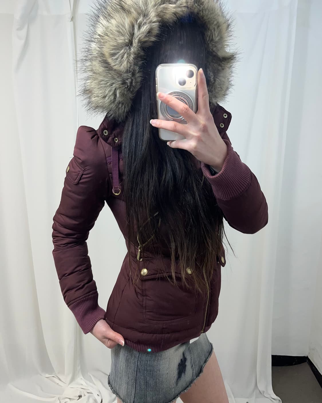 Juicy Couture 갸루깔 버건디 울프죠 패딩  상품이미지2