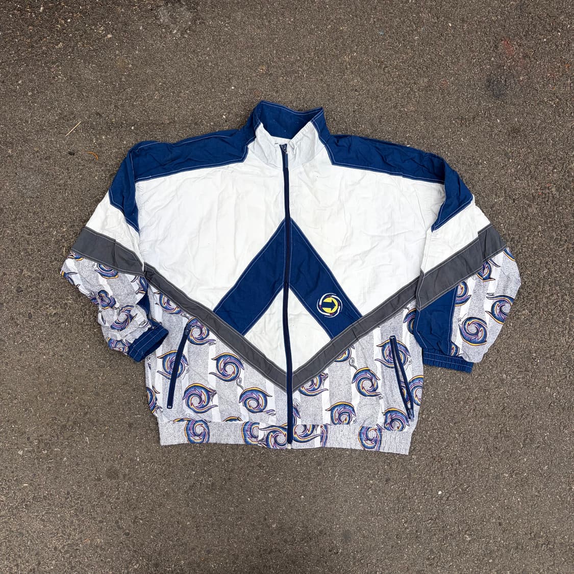 90s JPN 화이트 밀리터리 올드스쿨 바람막이 트랙자켓 XXL 상품이미지10