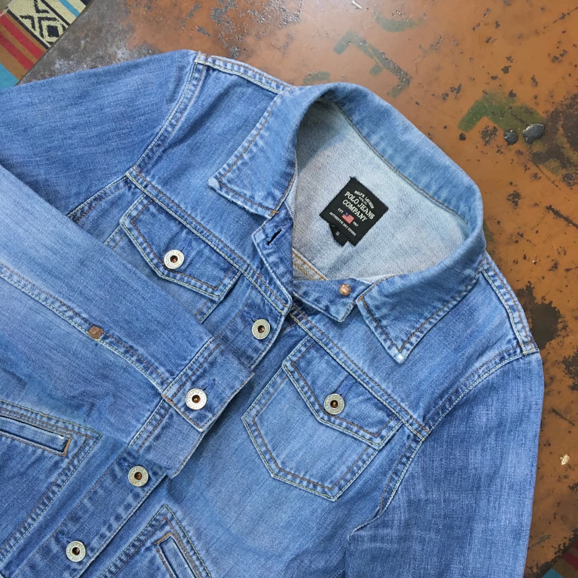 폴로랄프로렌 폴로진 4포켓 중청 데님 자켓 여성 44 사이즈 상품이미지2