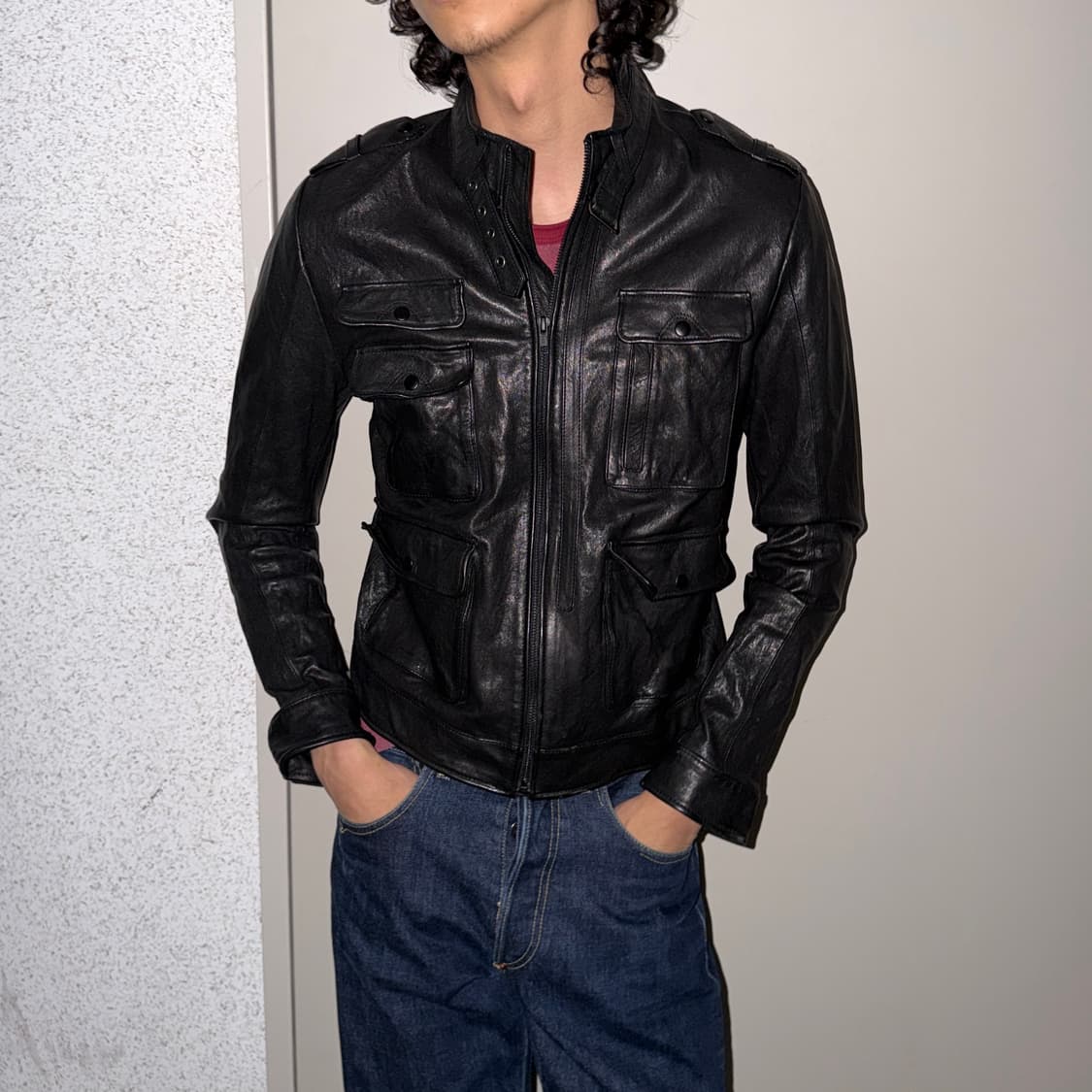 이태리 양가죽 멀티포켓 레더 자켓 상품이미지1