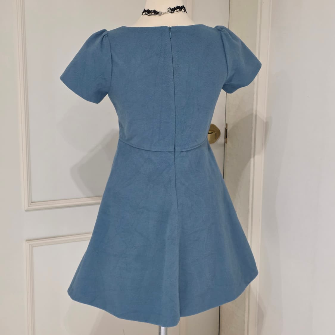 로지타) 일본빈티지 민트블루히메갸루st 레이스 모직 퍼프원피스 상품이미지2