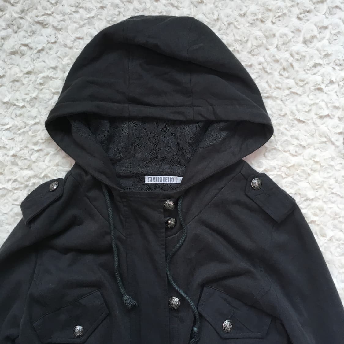 jpn vintage y2k charcoal lace hood stud  상품이미지3