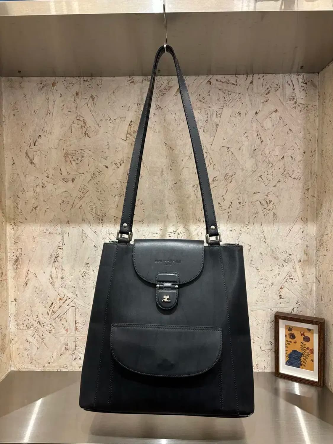 꾸레쥬 블랙 레더 숄더백 토트백 상품이미지1