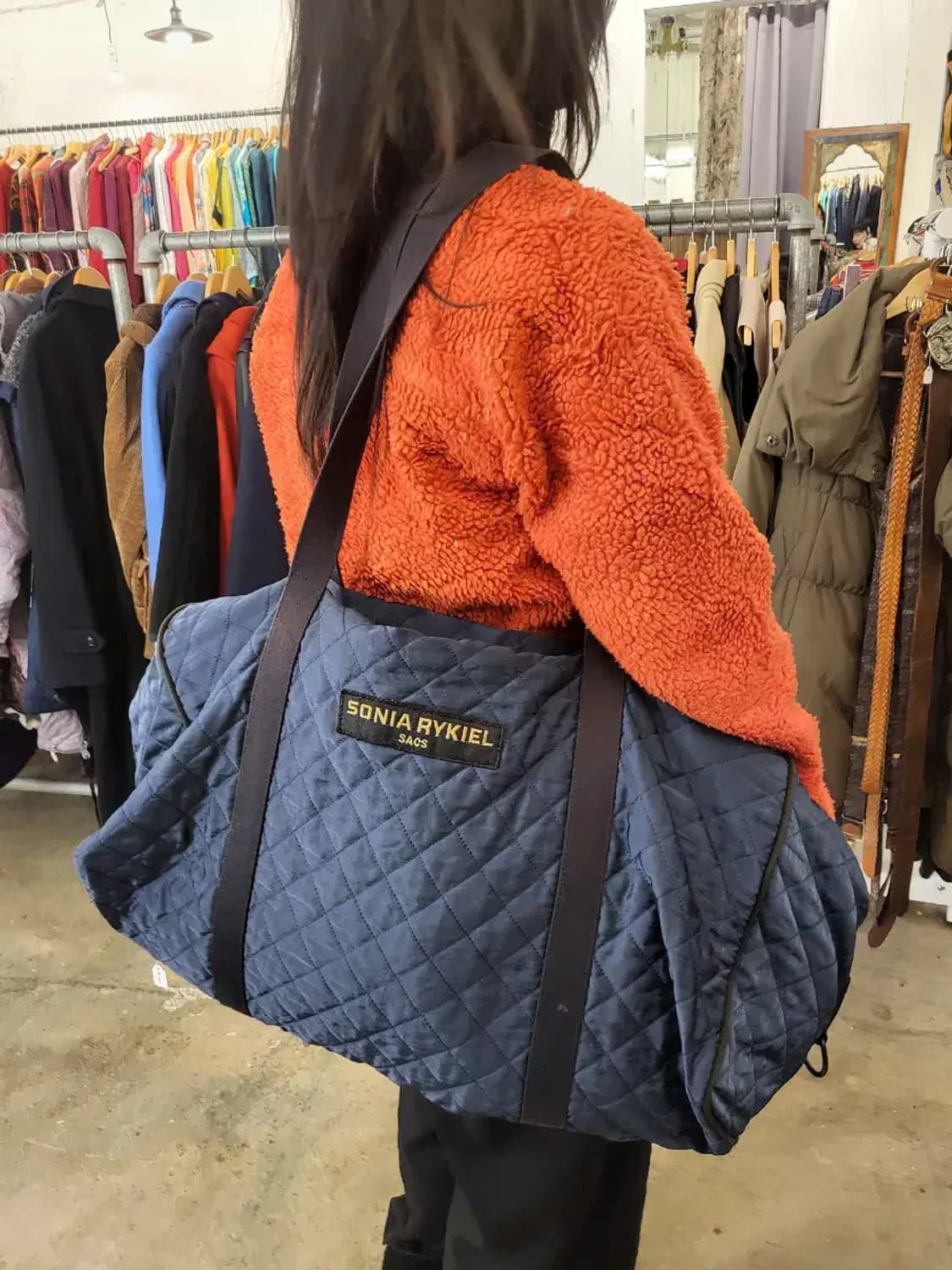 소니아리키엘 퀼팅 토트백 네이비 상품이미지2