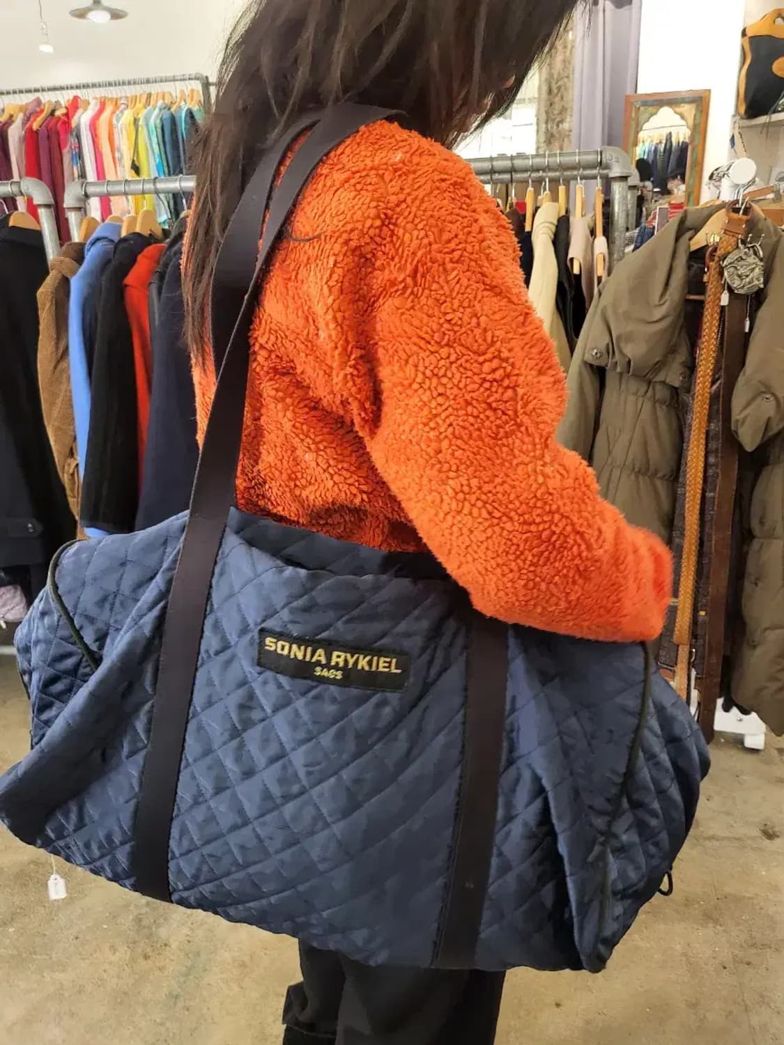 소니아리키엘 퀼팅 토트백 네이비 상품이미지3