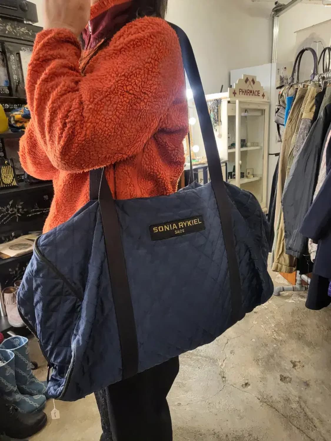 소니아리키엘 퀼팅 토트백 네이비 상품이미지5