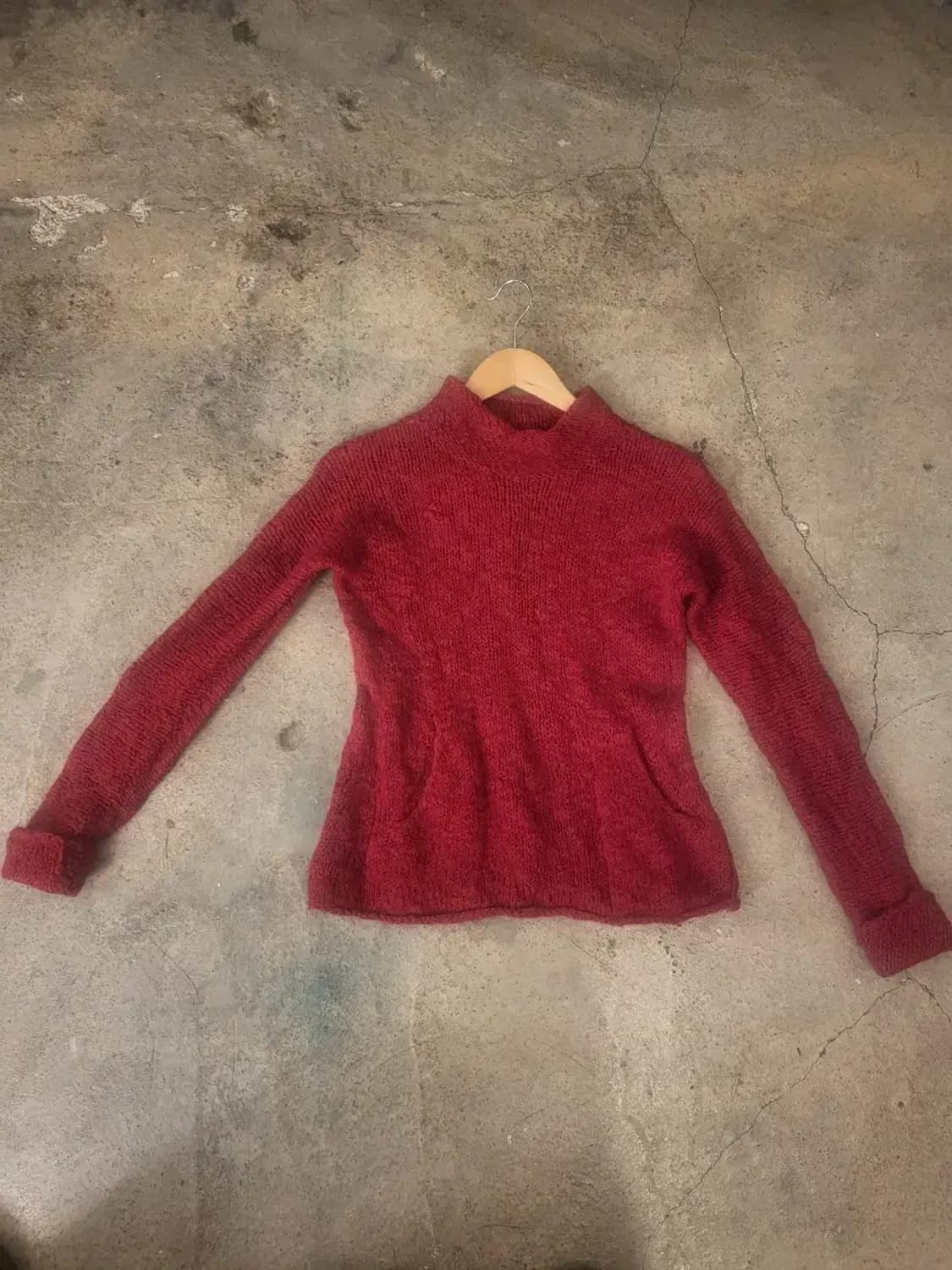 빈티지 일본 레드 컬러 니트 풀오버 상품이미지1