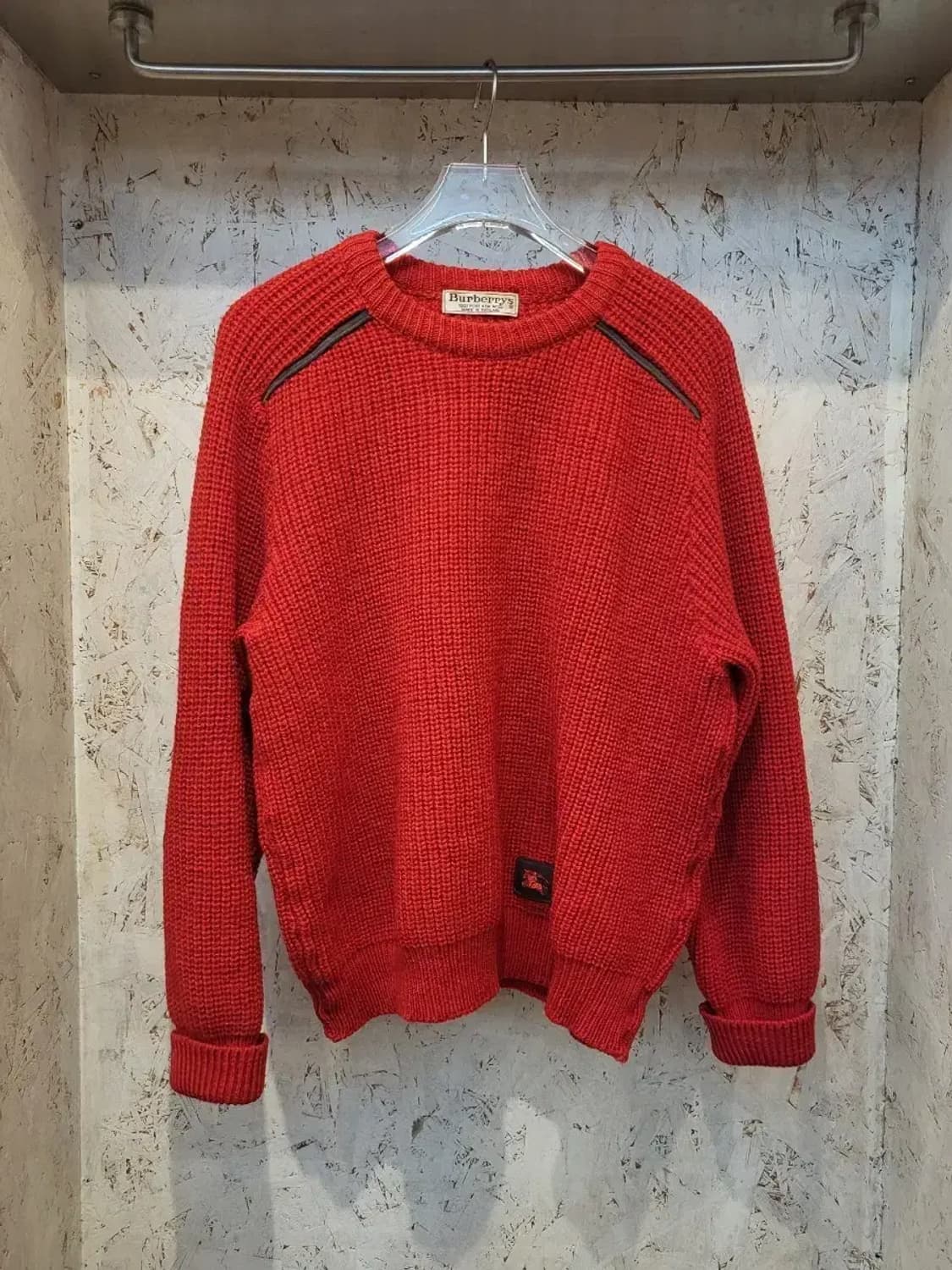 버버리 빈티지 레드 니트 스웨터 80's 상품이미지1