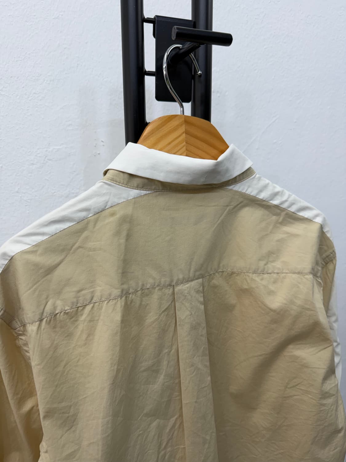 정품) 시스템옴므 한섬 베이지 배색 셔츠 95 상품이미지5