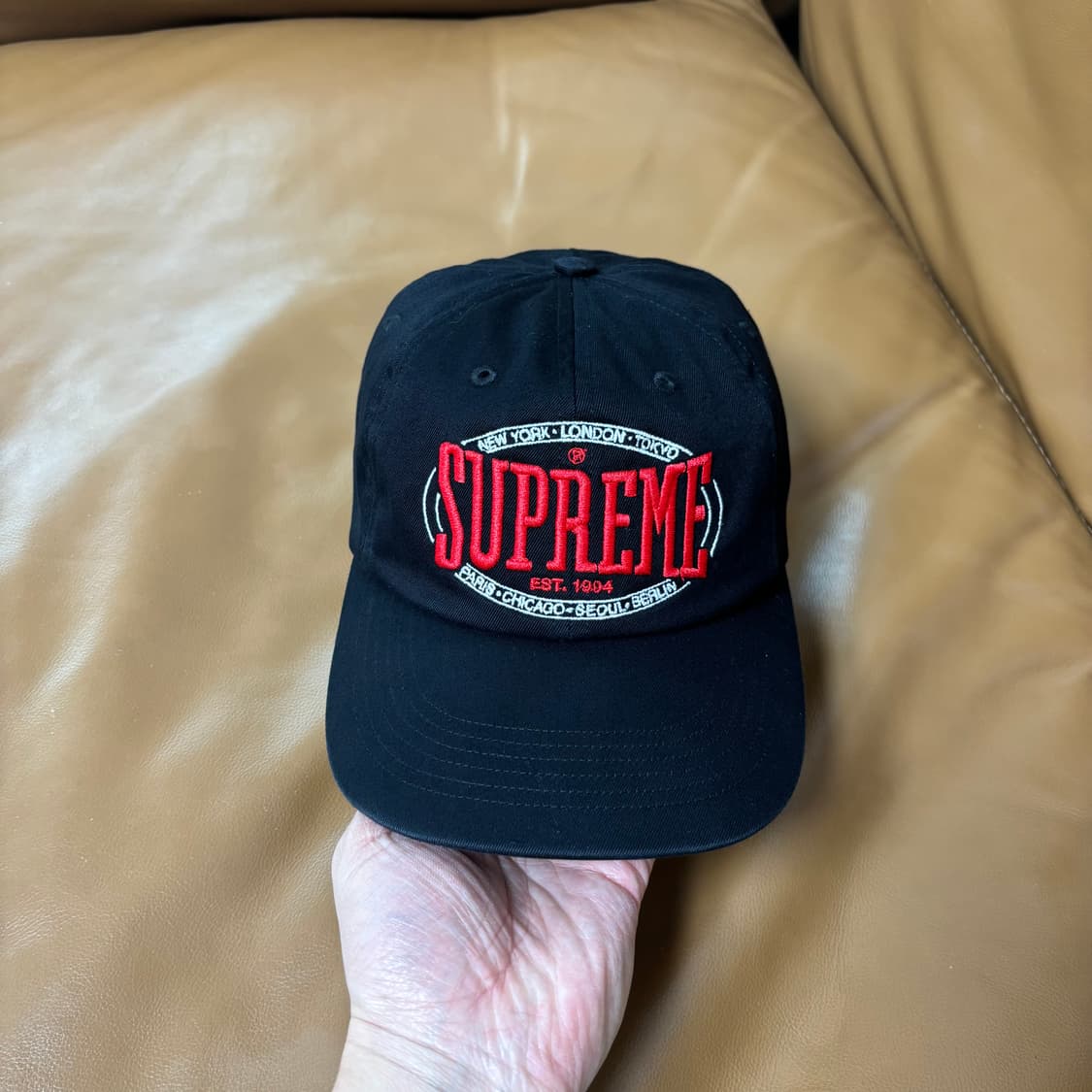 슈프림 6패널 볼캡 모자 웜업 워시드 블랙 상품이미지3