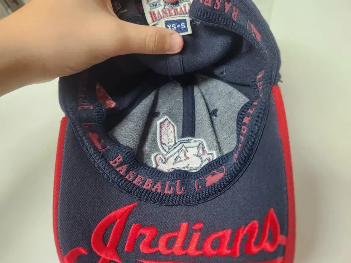 모자)MLB 인디언 로고 뒷밴딩 모자 XS-S 상품이미지5