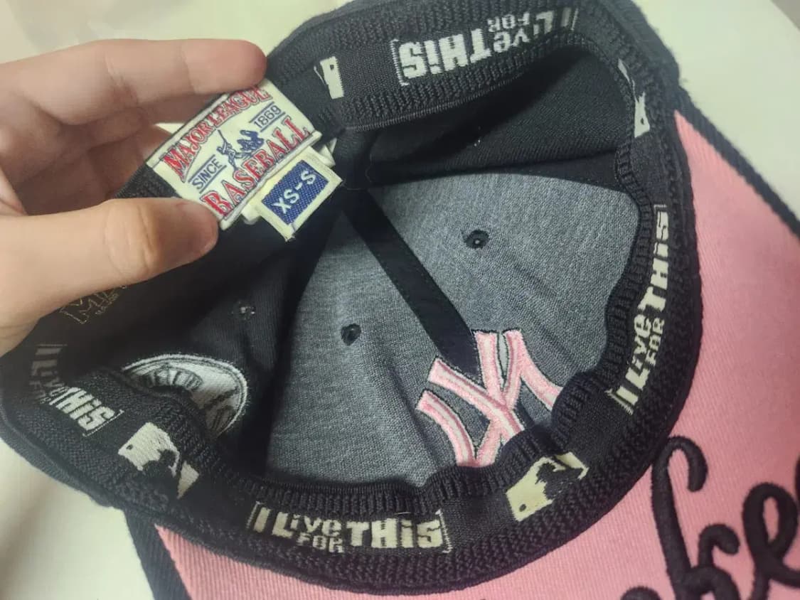 모자)MLB 엠엘비 뉴욕양키즈 핑크 자수 뒷밴딩 모자 XS-S 상품이미지6