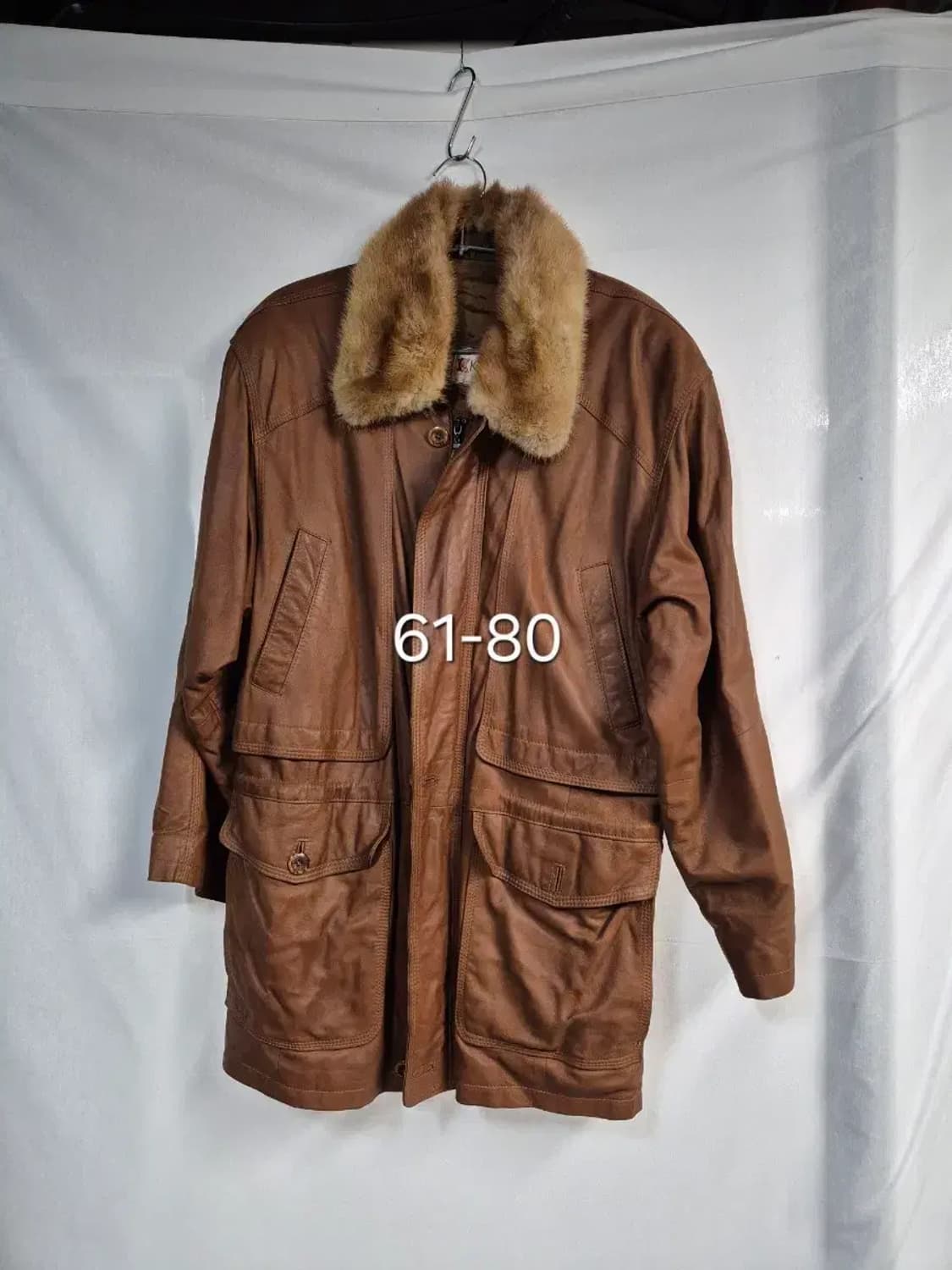 브라운 가죽 밍크 퍼 코트 61-81 상품이미지1