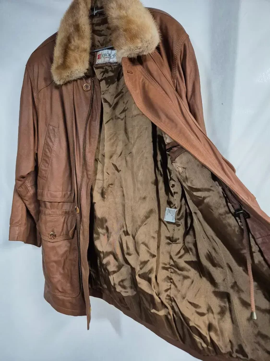 브라운 가죽 밍크 퍼 코트 61-81 상품이미지3