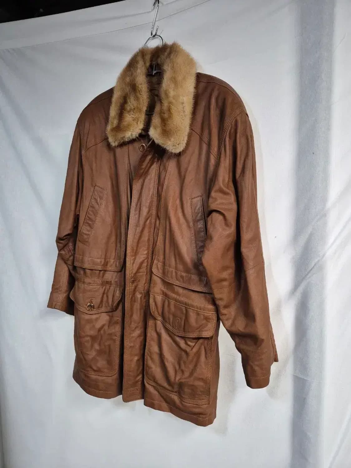 브라운 가죽 밍크 퍼 코트 61-81 상품이미지6