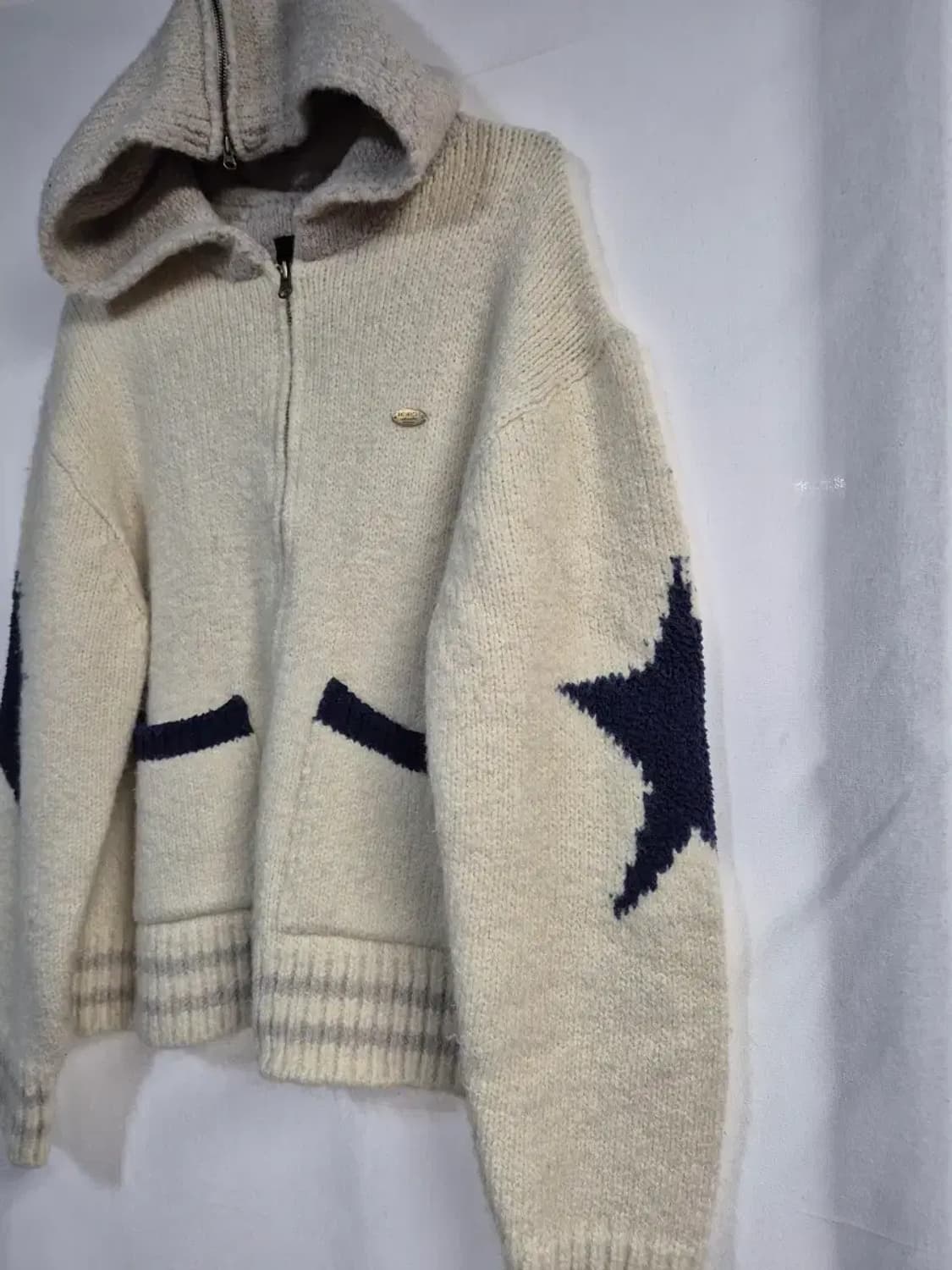 RONRON 론론 별 아이보리 후드 니트집업 60-62 상품이미지5