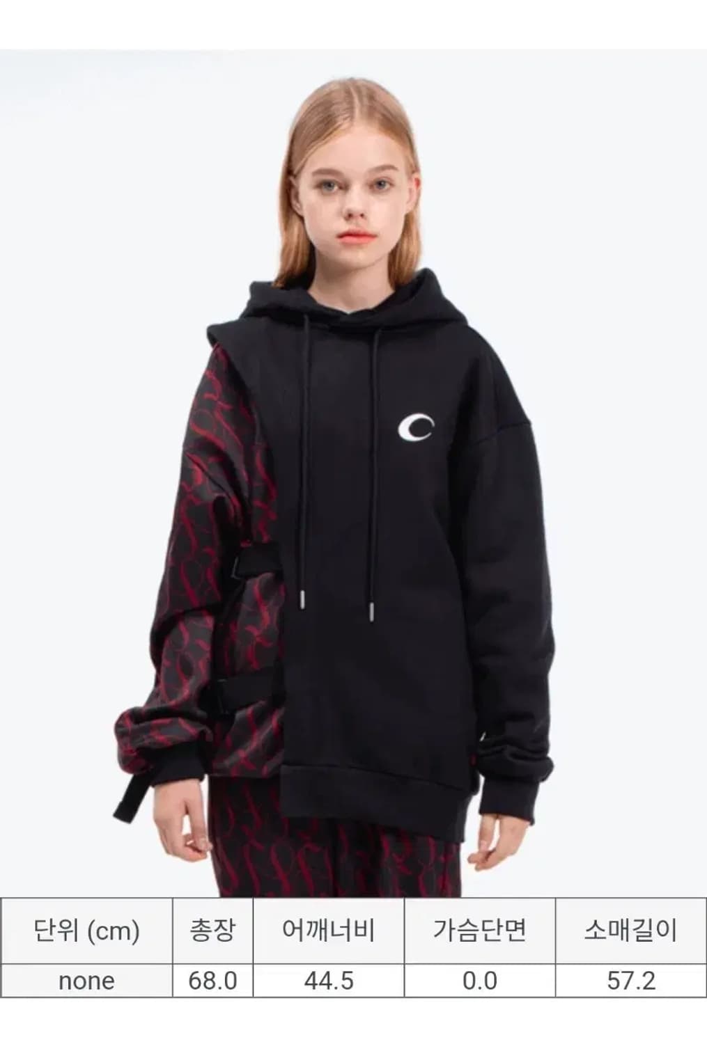 페이크마마 문 로고 언발란스 버클후드 BLACK 상품이미지1