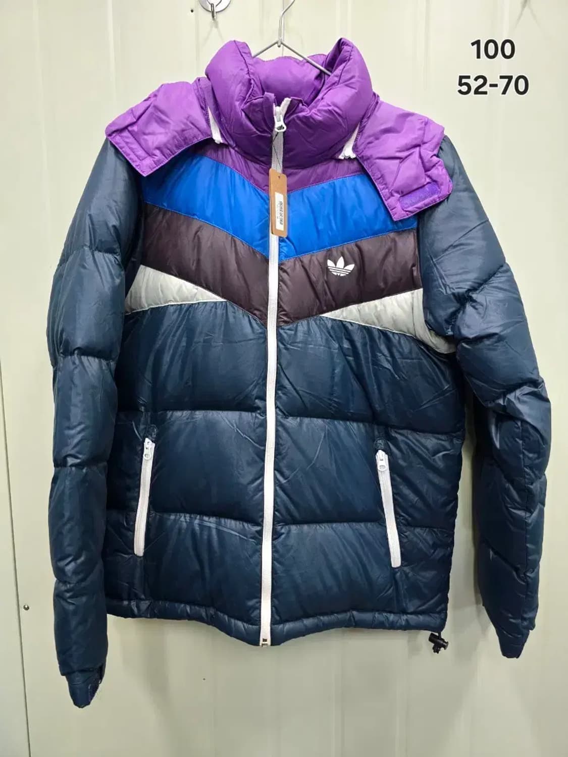 아디다스 컬러 블록 패딩 점퍼100,실측52-70 상품이미지1