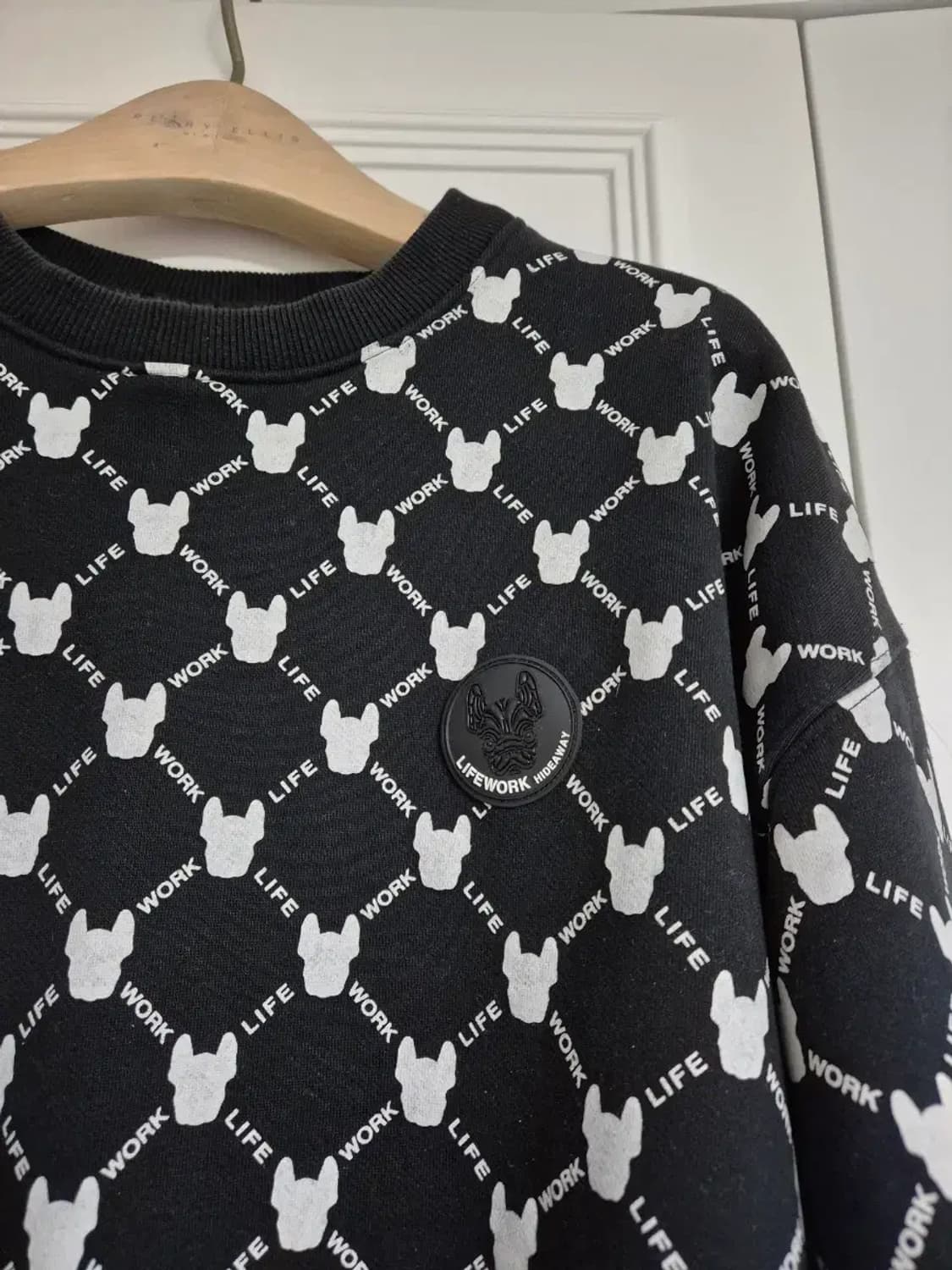 라이프워크 패턴 맨투맨 블랙 L 63-70 (XL도 가능) 상품이미지3