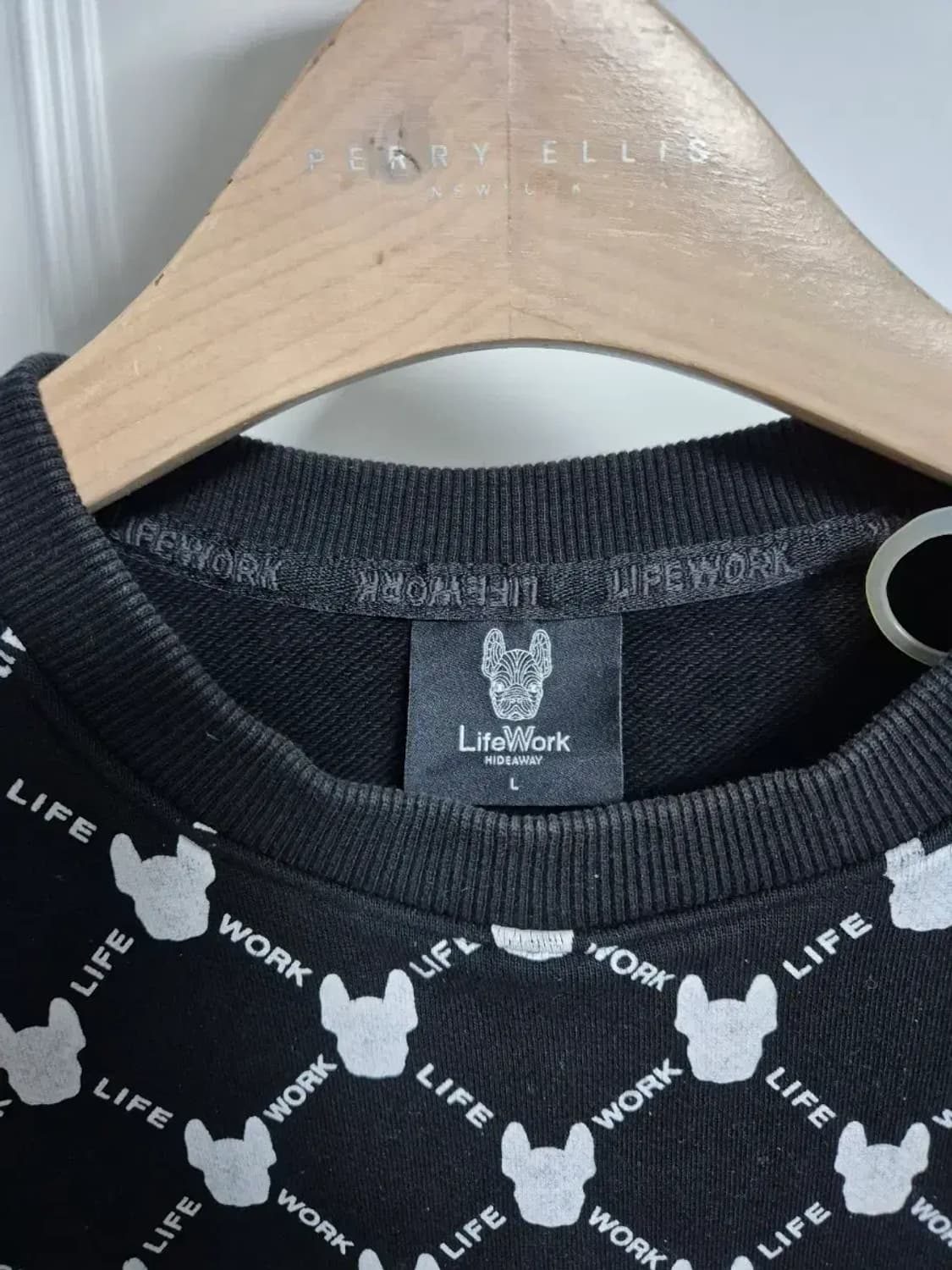 라이프워크 패턴 맨투맨 블랙 L 63-70 (XL도 가능) 상품이미지8