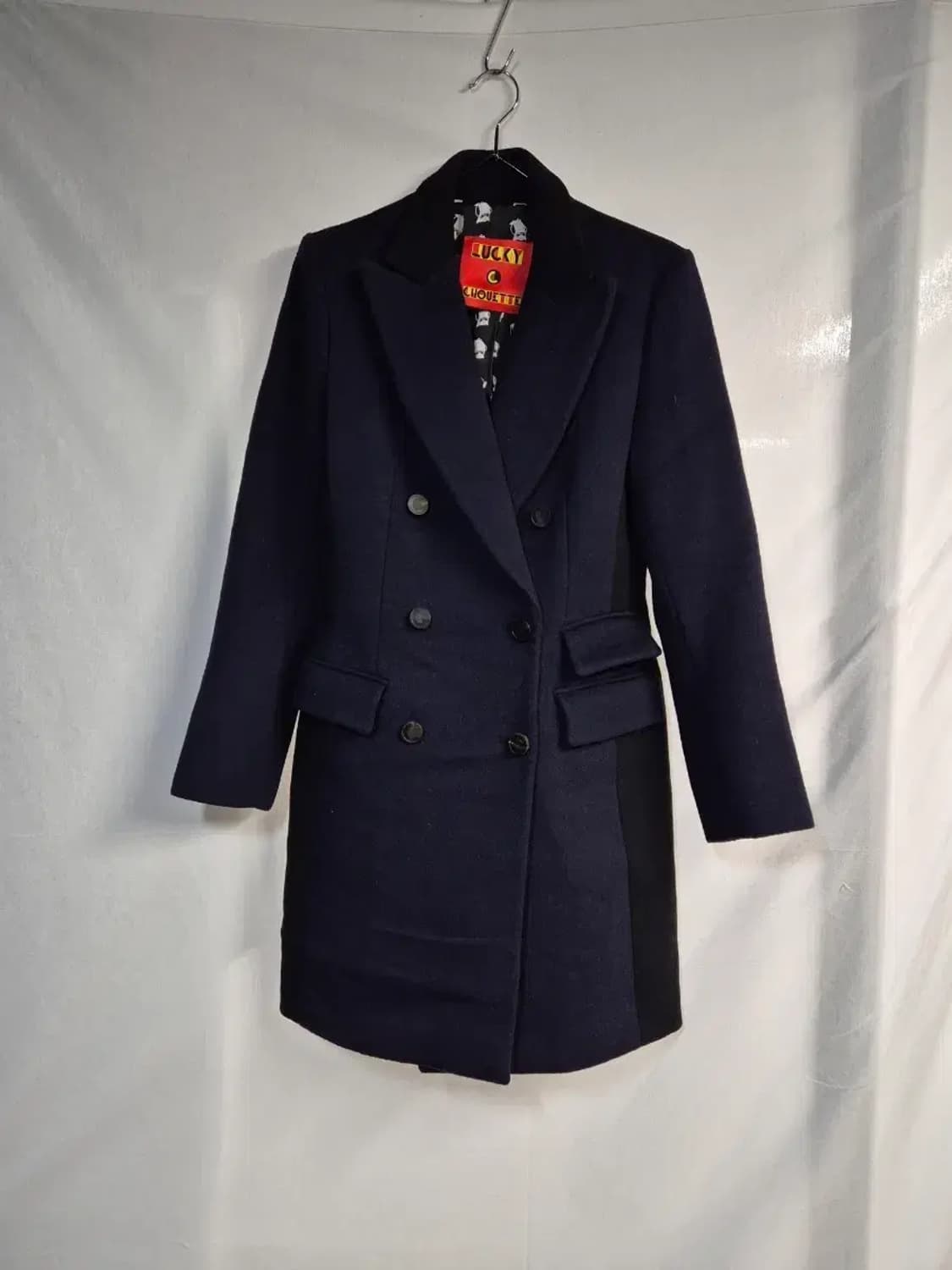 LUCKY CULOTTES 더블 버튼 코트 네이비 36사이즈 상품이미지1