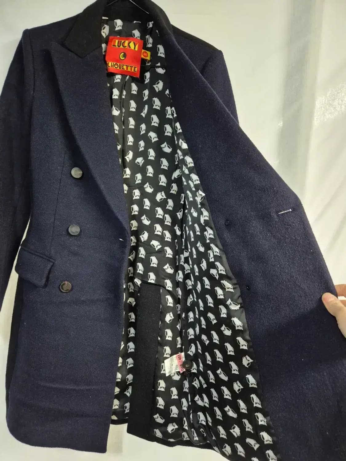 LUCKY CULOTTES 더블 버튼 코트 네이비 36사이즈 상품이미지7