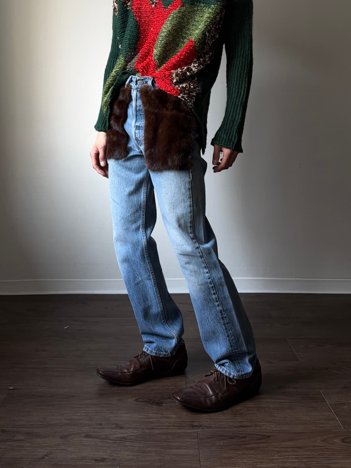 Seven by Seven 밍크 퍼 릴랙스 진 상품이미지3