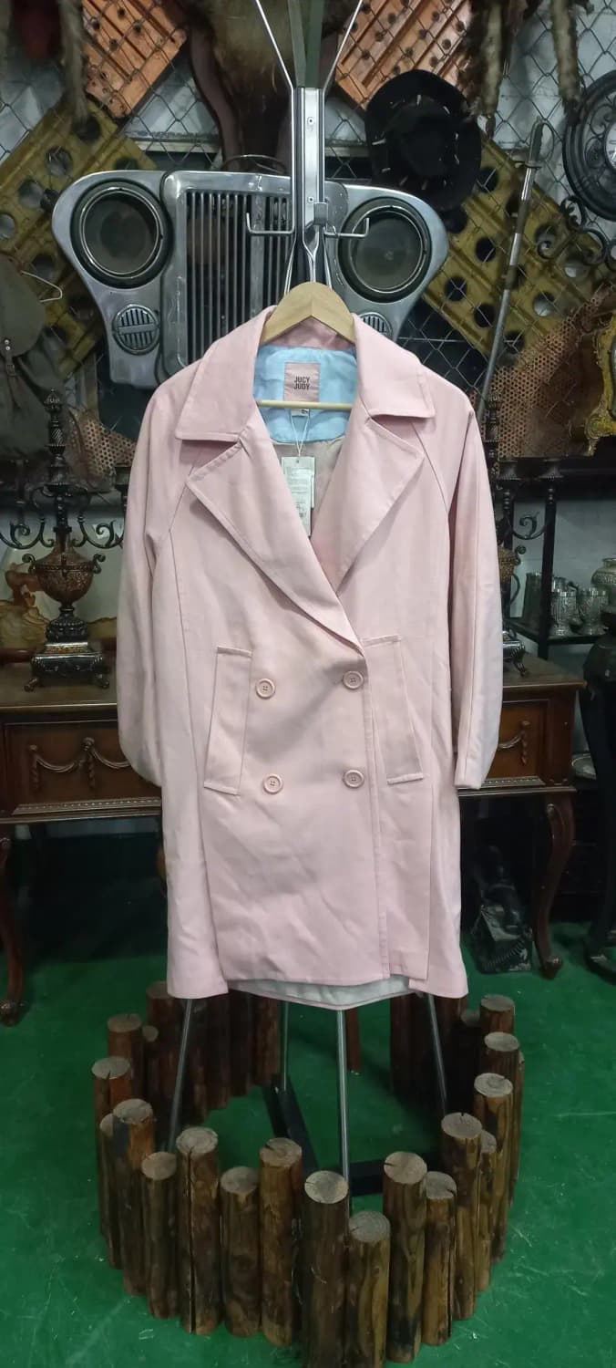 쥬씨쥬디 핑크 면 트렌치코트 면 롱자켓 상품이미지1