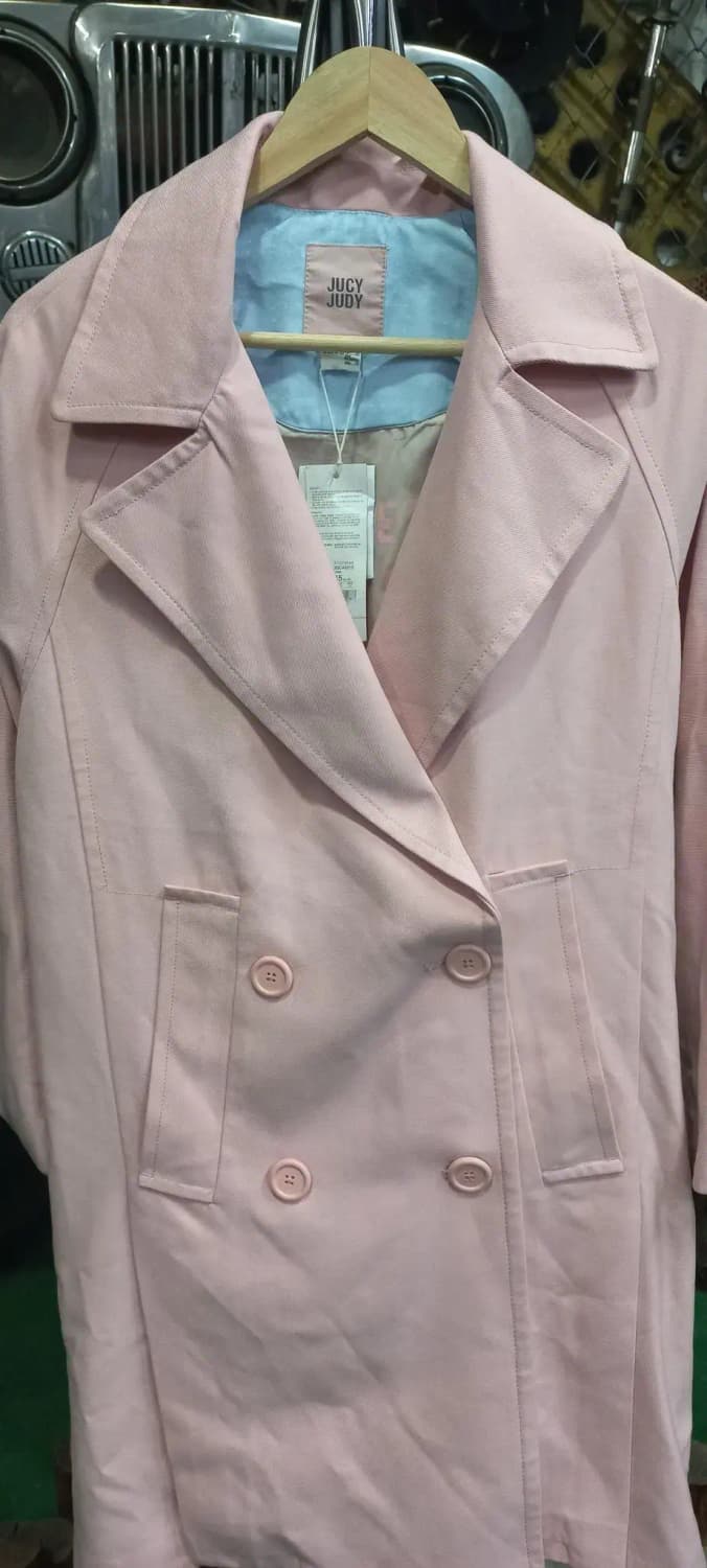 쥬씨쥬디 핑크 면 트렌치코트 면 롱자켓 상품이미지2
