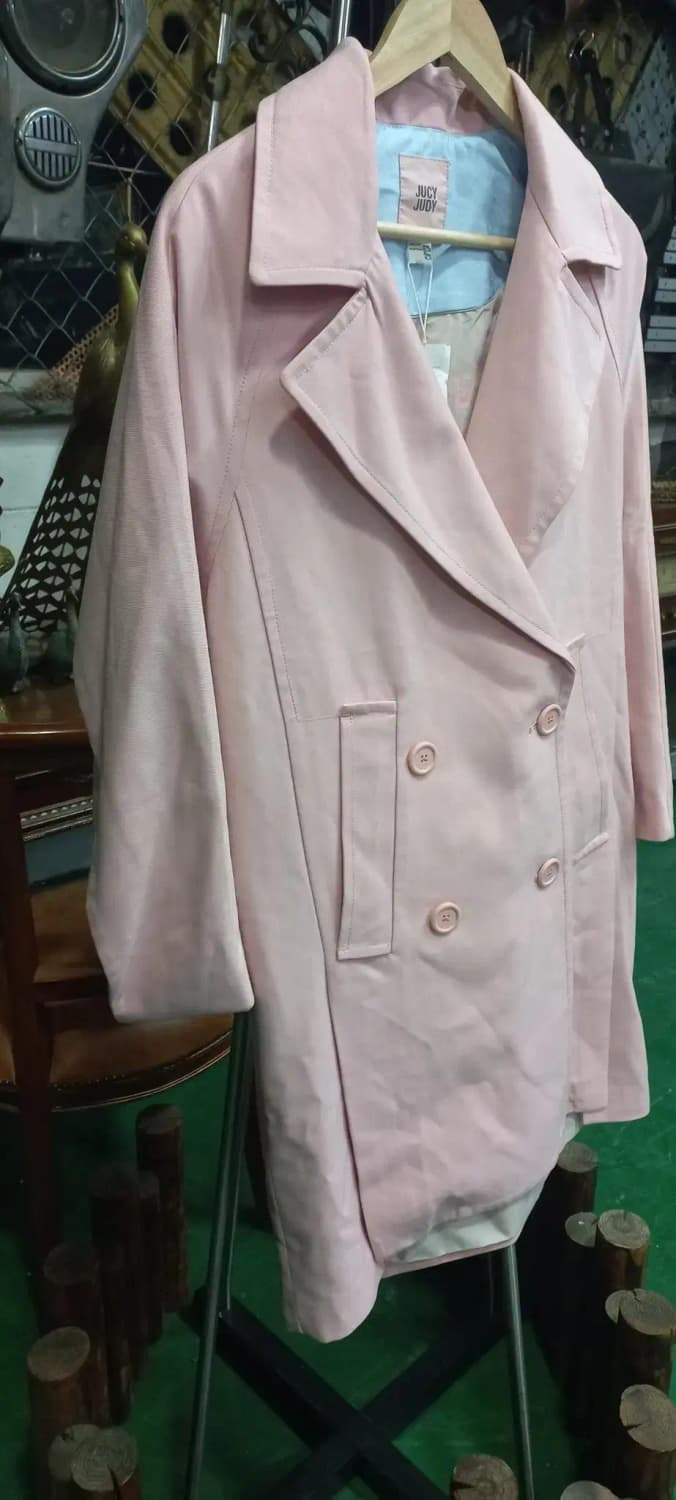 쥬씨쥬디 핑크 면 트렌치코트 면 롱자켓 상품이미지3