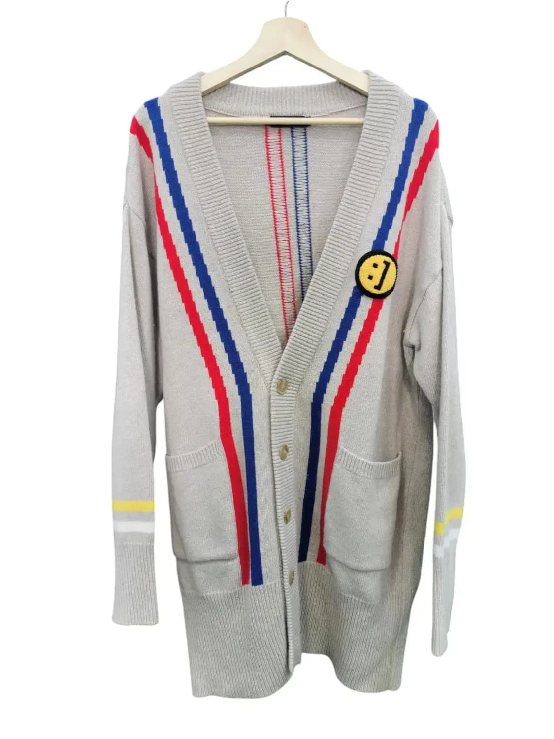 [문수권세컨] 스마일패치 베이지 울혼방 가디건 S 상품이미지1