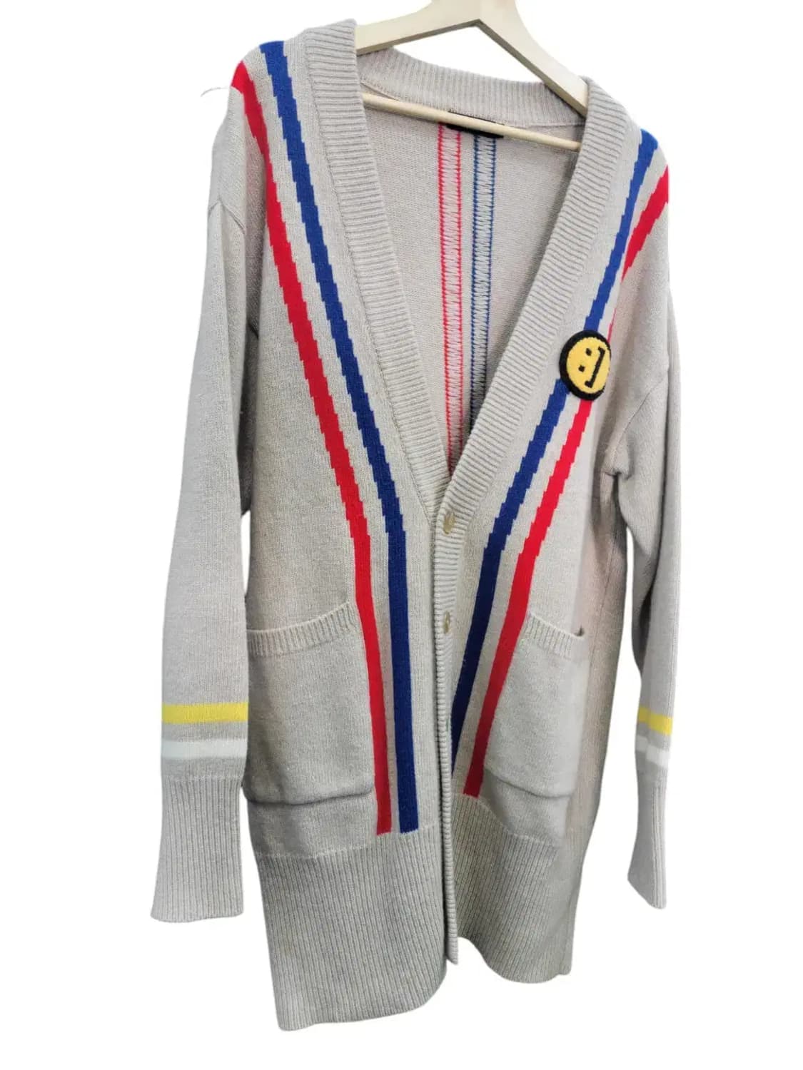 [문수권세컨] 스마일패치 베이지 울혼방 가디건 S 상품이미지2