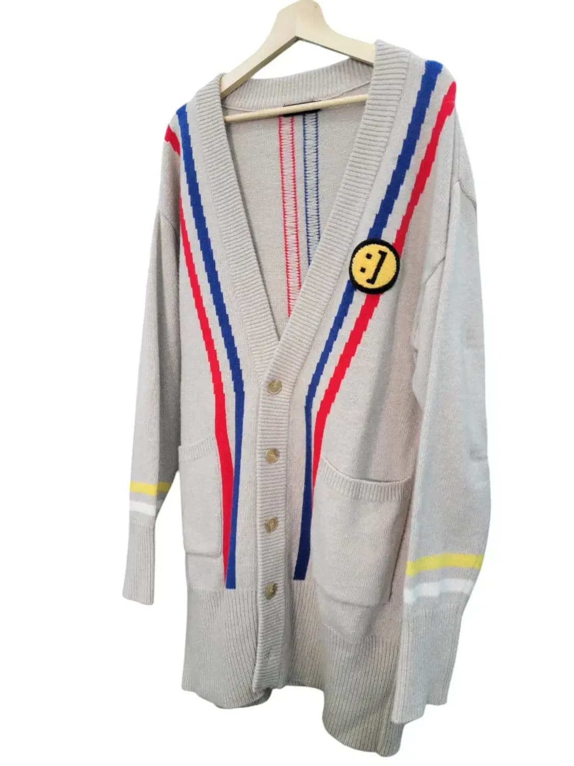 [문수권세컨] 스마일패치 베이지 울혼방 가디건 S 상품이미지3