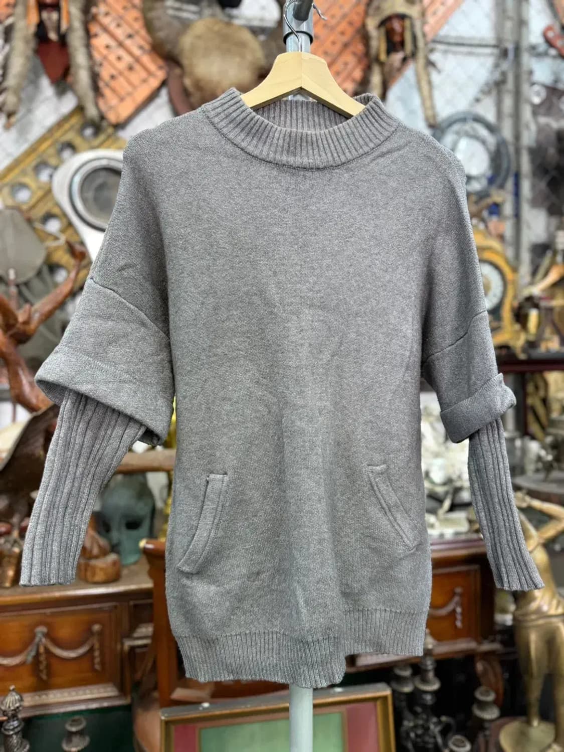 그레이 레이온혼방 니트 스웨터 L 상품이미지1