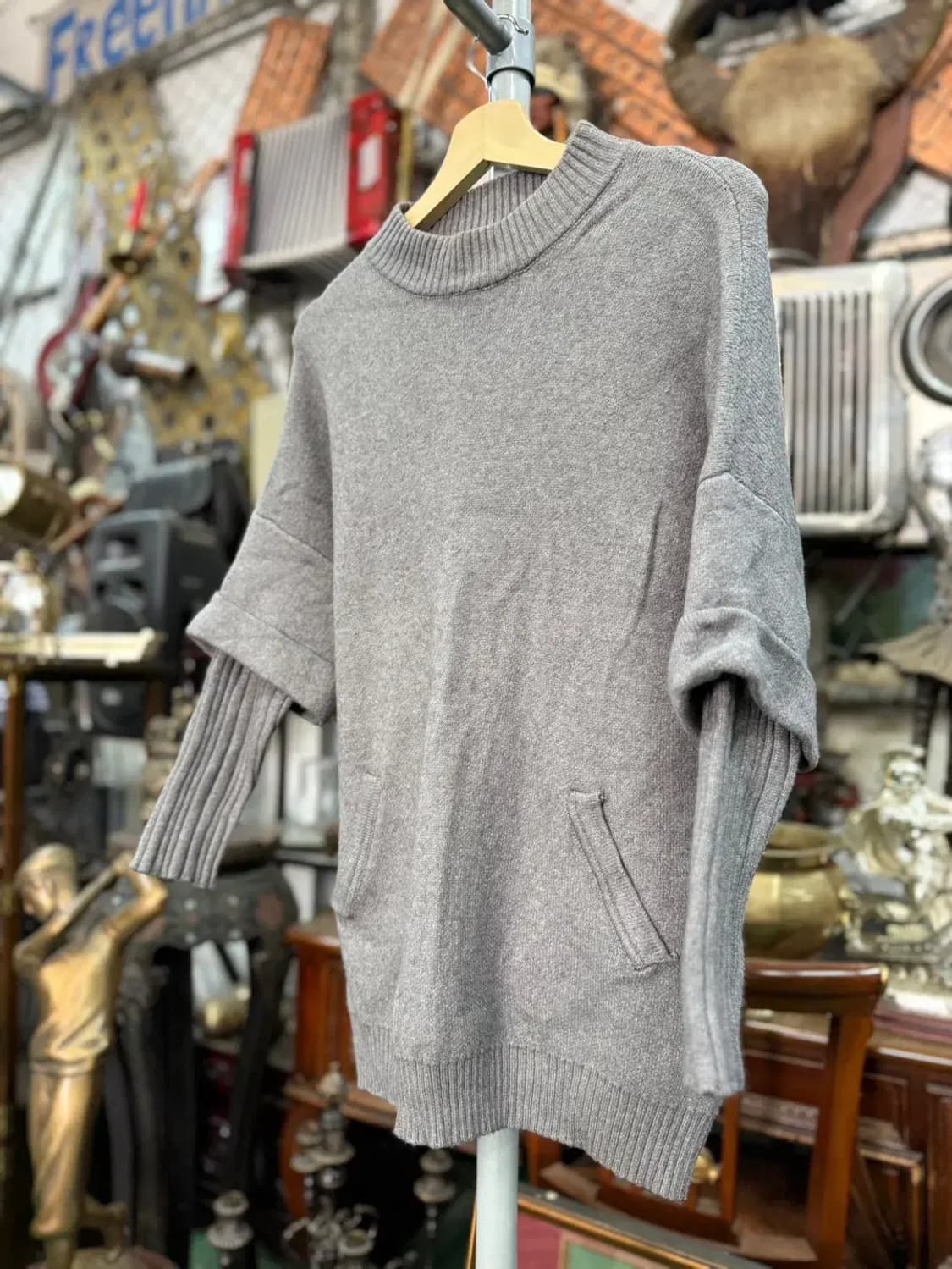 그레이 레이온혼방 니트 스웨터 L 상품이미지2