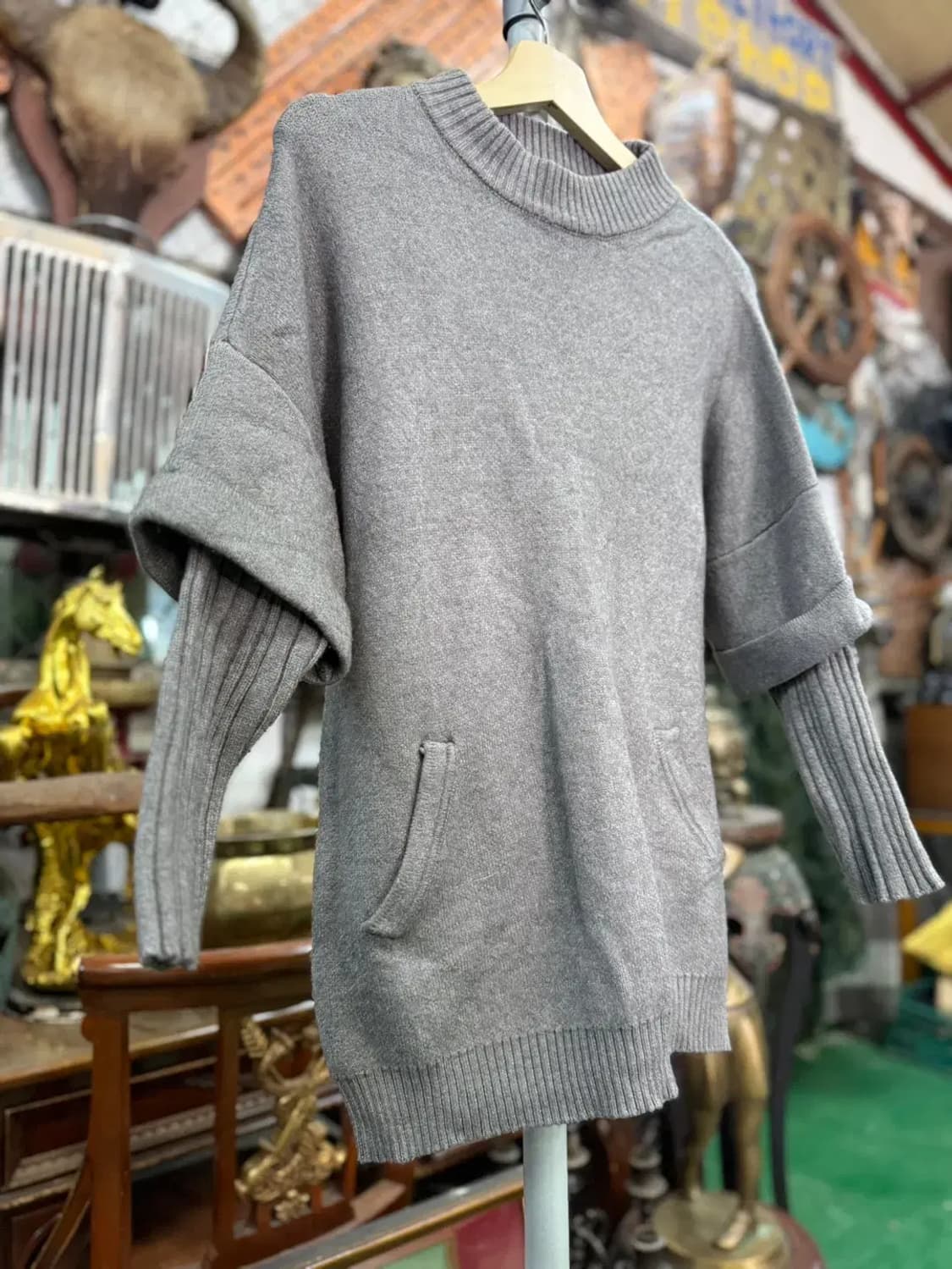 그레이 레이온혼방 니트 스웨터 L 상품이미지3